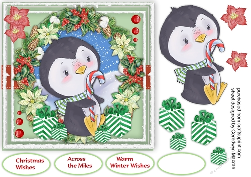 7x7 Penguins Candy Cane