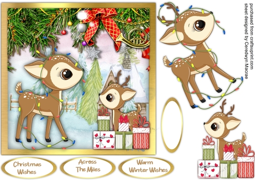 7x7 Card, Deer in a  Tangled