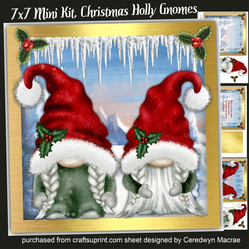 7x7 Mini Kit, Christmas  Holly Gnomes