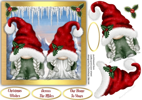 7x7 Christmas Holly Gnomes 
