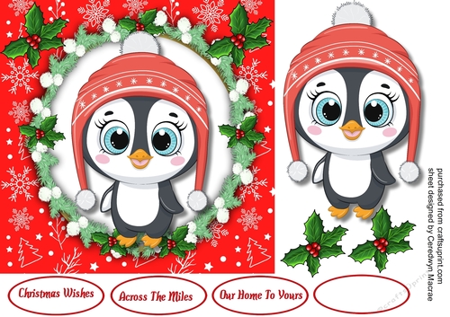 7x7 Lovely Christmas Penguin 
