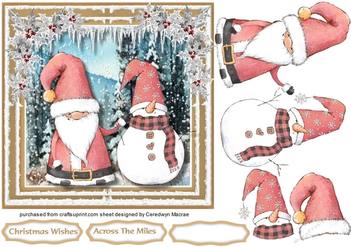 Santa and Snowman , Red