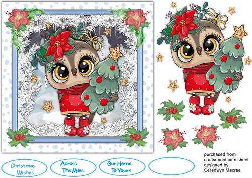 Gorgeous Christmas Owl 7x7 
