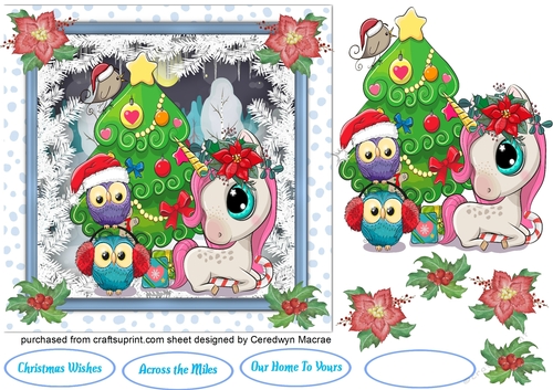 Gorgeous Unicorn and Owls 7x7 
