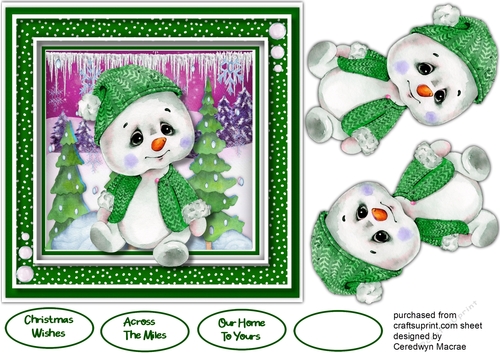 Gorgeous Snowbaby in a Green Outfit  7x7