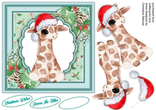 7x 7 Gorgeous Christmas Giraffe Baby
