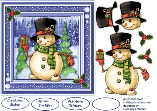 7x 7 Snowmans Christmas Gift