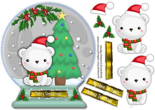 Lovely Polar Bears  Snow Globe 