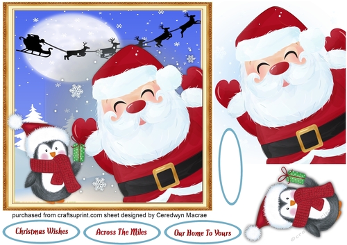 7x7 Gorgeous ,Santa and Penguin 