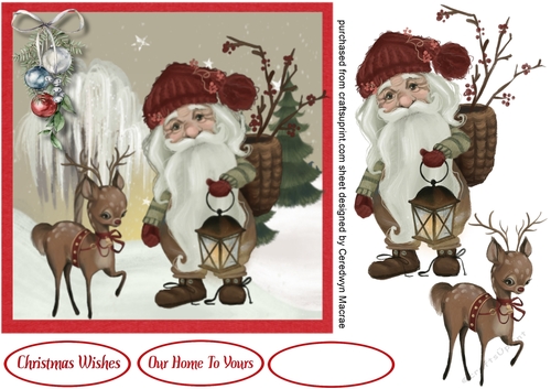 Santa and Little Reindeer 7x7 