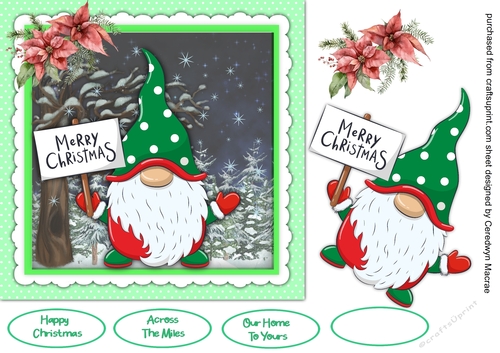 Merry Christmas Gnome  7x7