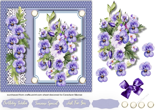 Beautiful Spring Pansys  7x7 