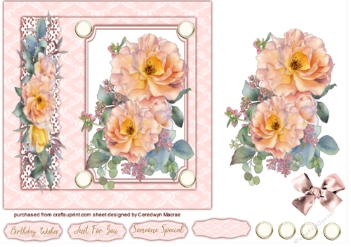 Beautiful Summer Roses  7x7 