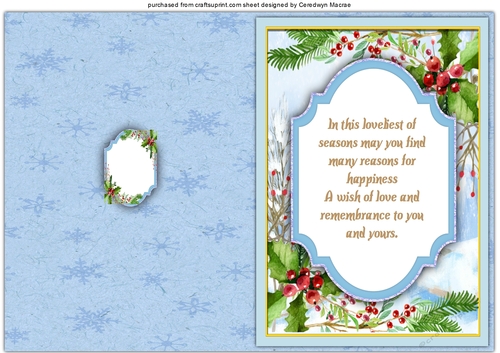 A5, Print and Fold , Seasons Greetings , Blue