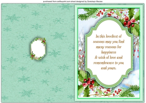 A5, Print and Fold , Seasons Greetings  ,Green