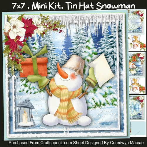 7x7 Mini Kit, Tin Hat Snowman 