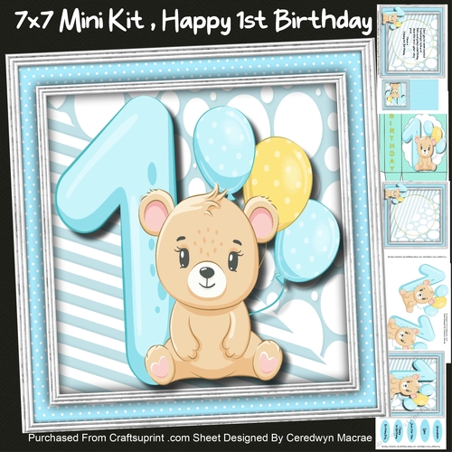 7x7 Mini Kit, Happy 1st Birthday 