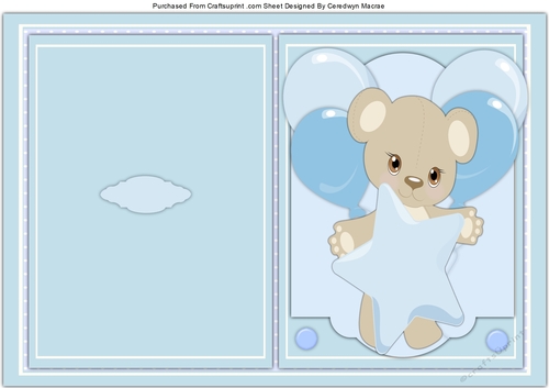 A5, Print and fold Teddys Star 