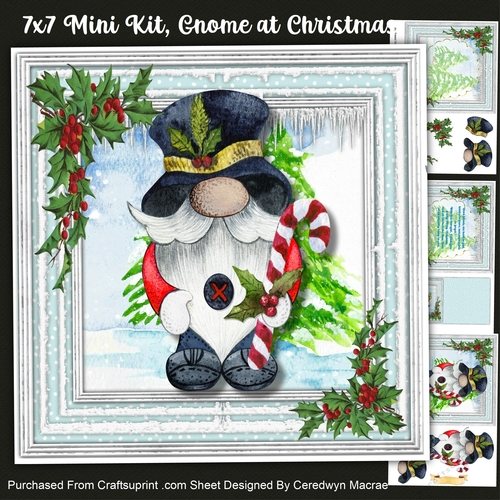 7x7 Mini Kit , Gnome at Christmas
