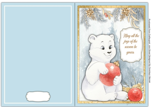 A5, Print and fold , Bear with Baubles