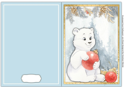 A5, Print and fold , Bear with Baubles