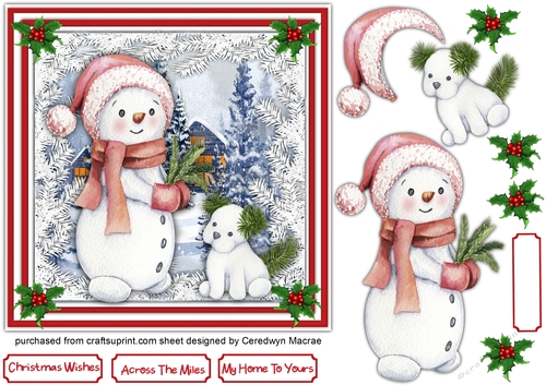Snowman and Little Dog 7x7 