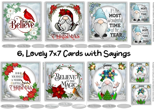 6, Lovely 7x7  Cards With Sayings