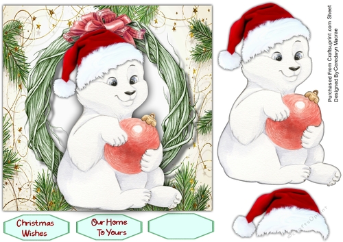 7x7 Polar Bears Christmas Hat
