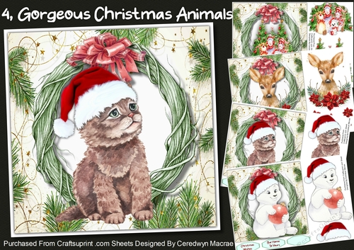 4, Gorgeous Christmas Animal Cards  