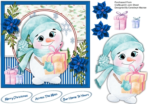  7x7 Gorgeous Blue Snowman