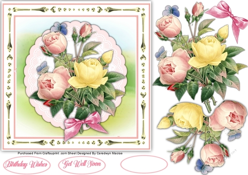 Beautiful Roses  on a Scalloped Mat 
