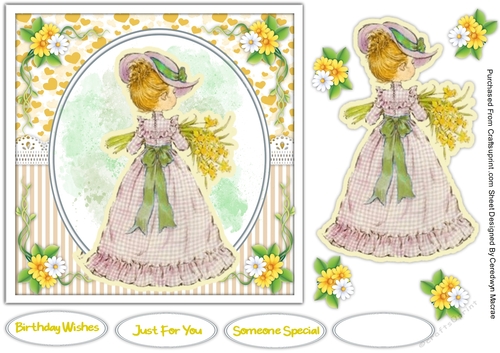7x7 Easy Cut , Girl with Flowers