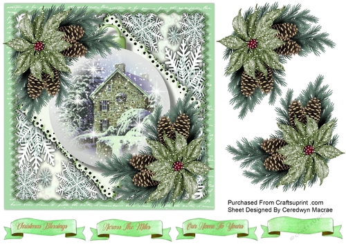 7x7 Cottage Bauble and Poisettias