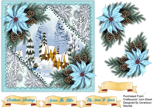 7x7 Diamond Scene and Poinsettias