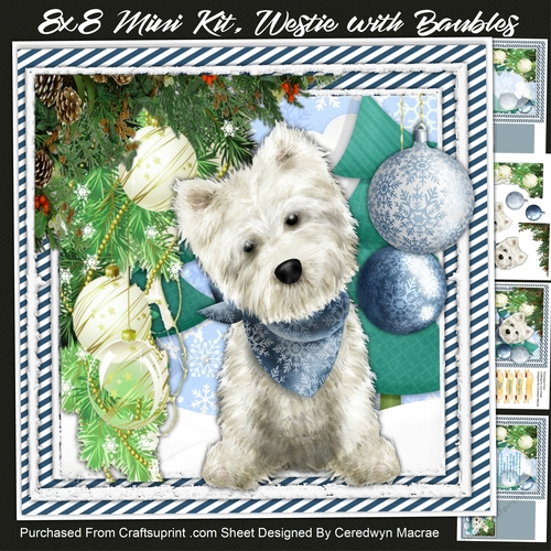 8x8 Mini Kit, Westie With Baubles