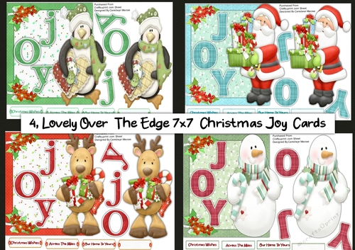 4, Lovely  Over The Edge Cards 7x7 Christmas Joy Cards 