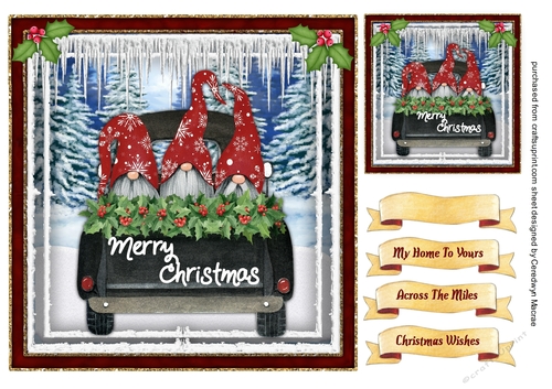 7x7 Gnomes Christmas Sleigh 