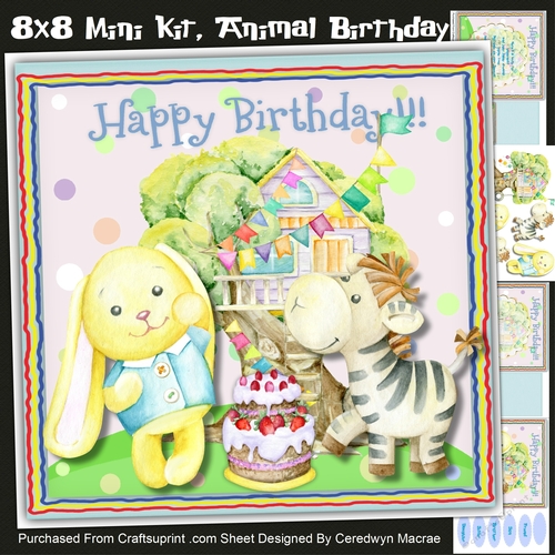 8x8 Mini Kit, Animal Birthday