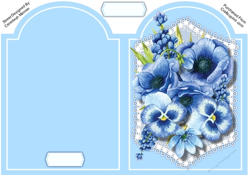 Print, Cut and Fold , Beautiful Blue Flowers