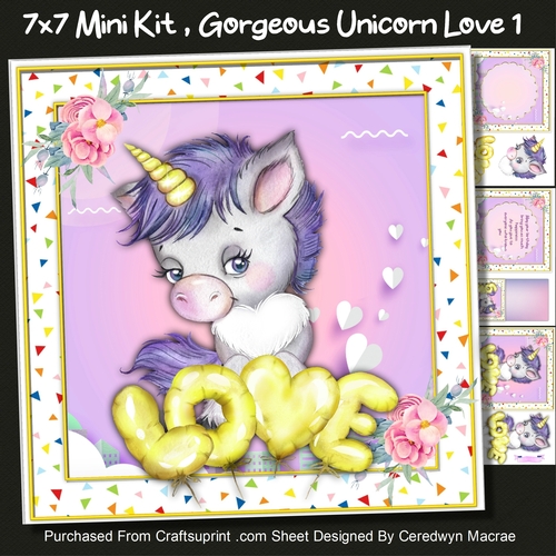 7x7 Mini Kit, Gorgeous Unicorn Love 1