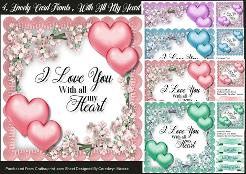 4 , Lovely Card Fronts, With all My Love 