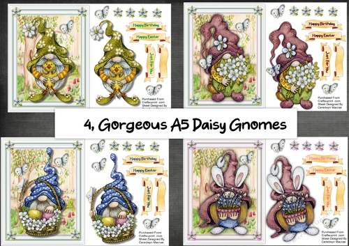 4, Gorgeous A5 Dasy Gnomes