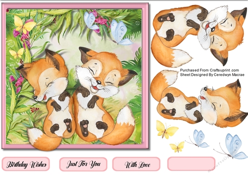 7x7 Adorable Frolicking Foxs 