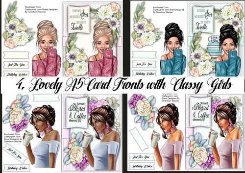 4, Lovely A5 Card Fronts, Classy Girls
