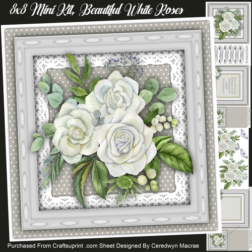 8x8 ,Mini Kit, Beautiful White Roses