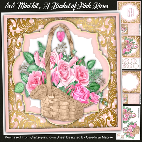 8x8 Mini Kit, Basket of Pink Roses