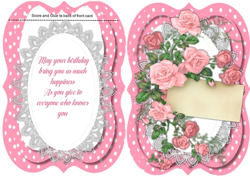 Beautiful Tent  Card ,  Pink Roses