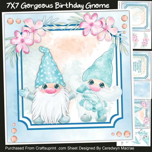 7x7 Mini Kit, Gorgeous  Birthday Gnome