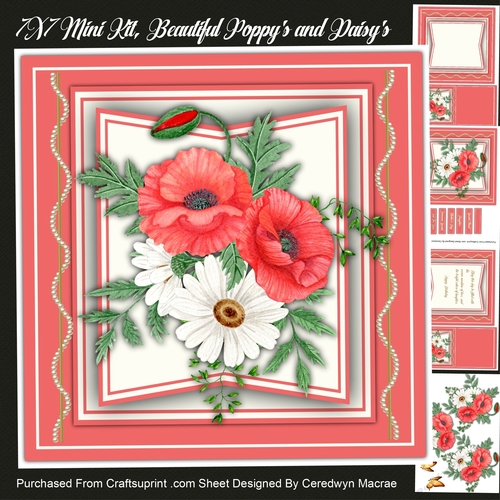 7x7 Mini Kit, Beautiful Poppys and Daisys