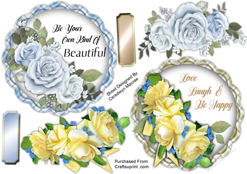 2, Beautiful Floral Toppers with Quotes